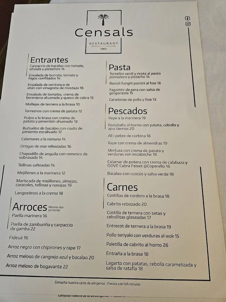 Menu_Restaurant Censals_Perelló El_image_1