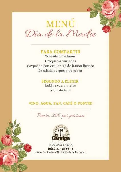 Menu_Restaurant El Garatge_Pobla de Mafumet_image_1