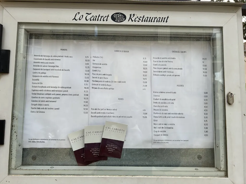 Menu_Restaurant Lo Teatret (directiva de Cal Carlets)_Porrera_immagine_1