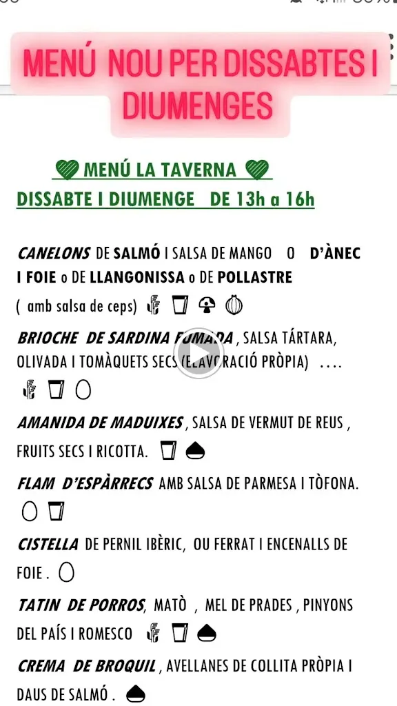Menu_Braseria La Taverna_Prades_immagine_1