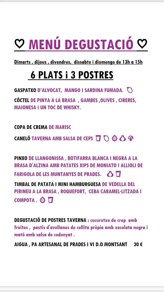 Menu_Braseria La Taverna_Prades_immagine_3