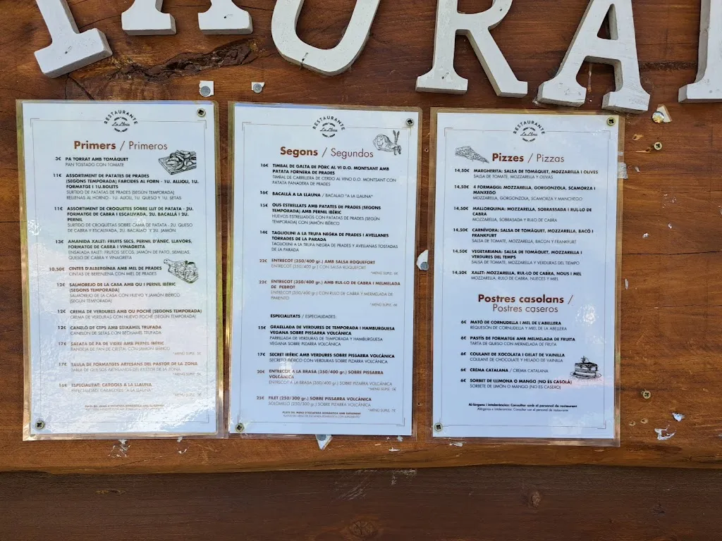 Menu_Restaurant La Llosa_Prades_image_3