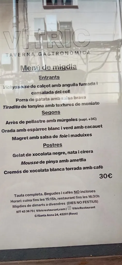 Menu_VÍTRIC Taverna Gastronòmica_Reus_image_1