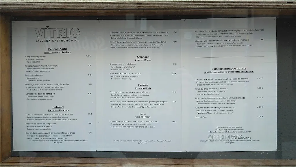 Menu_VÍTRIC Taverna Gastronòmica_Reus_image_4