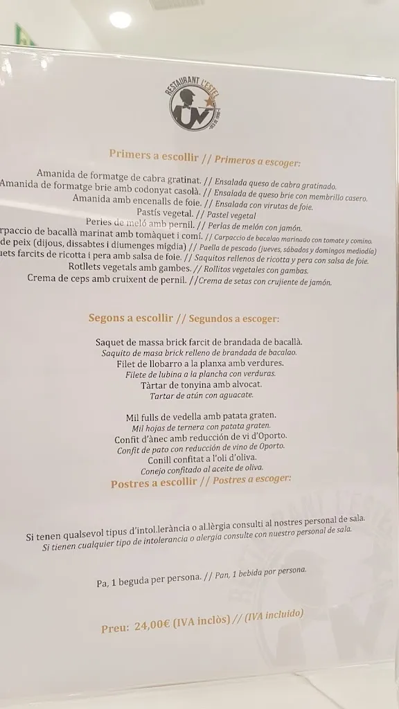 Menü_Restaurant L'Estel_Reus_Bild_1