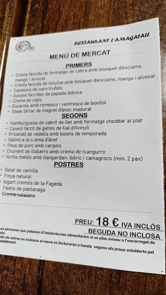 Menu_Restaurant L'Amagatall_Riudoms_image_2