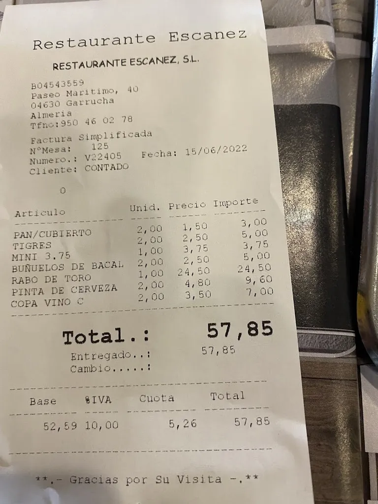 Sandra Gilmore_Restaurante Escánez_Garrucha_recensione