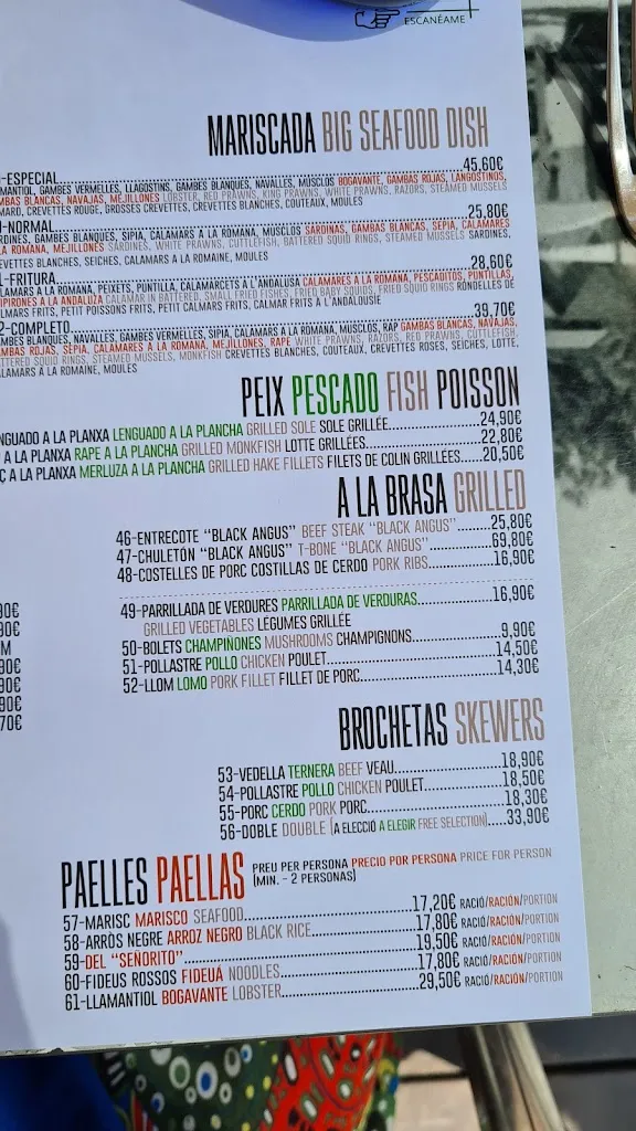 Menu_Bar restaurant Ocean City_Salou_image_1