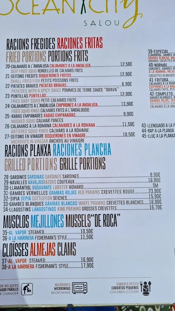 Menu_Bar restaurant Ocean City_Salou_image_3