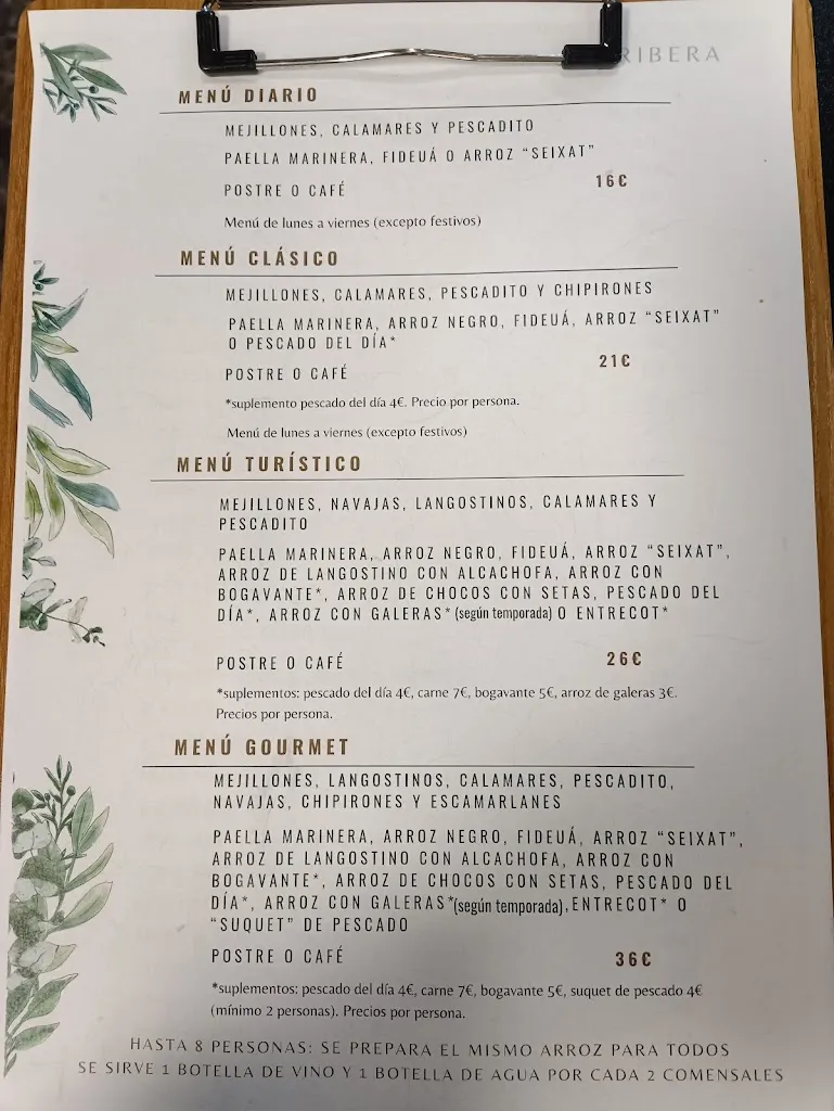 Menu_Restaurant La Ribera_Sant Carles de la Ràpita_immagine_1