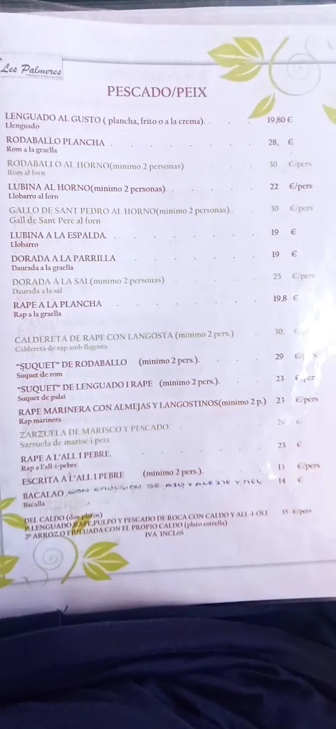 Menu_Restaurant les Palmeres_Sant Carles de la Ràpita_image_1