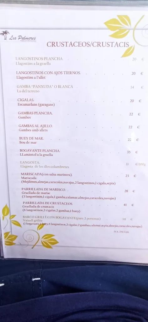 Menu_Restaurant les Palmeres_Sant Carles de la Ràpita_image_4