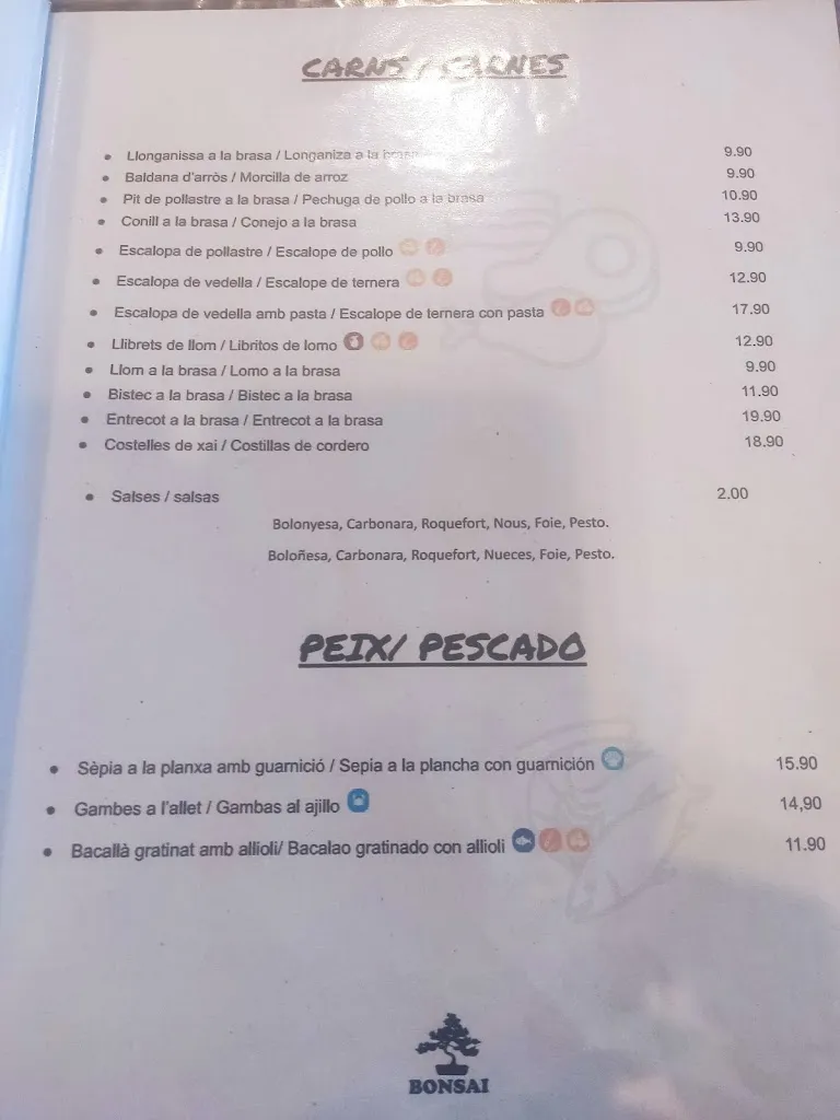 Menu_Restaurant Pizzeria Bonsai _Sant Carles de la Ràpita_immagine_1