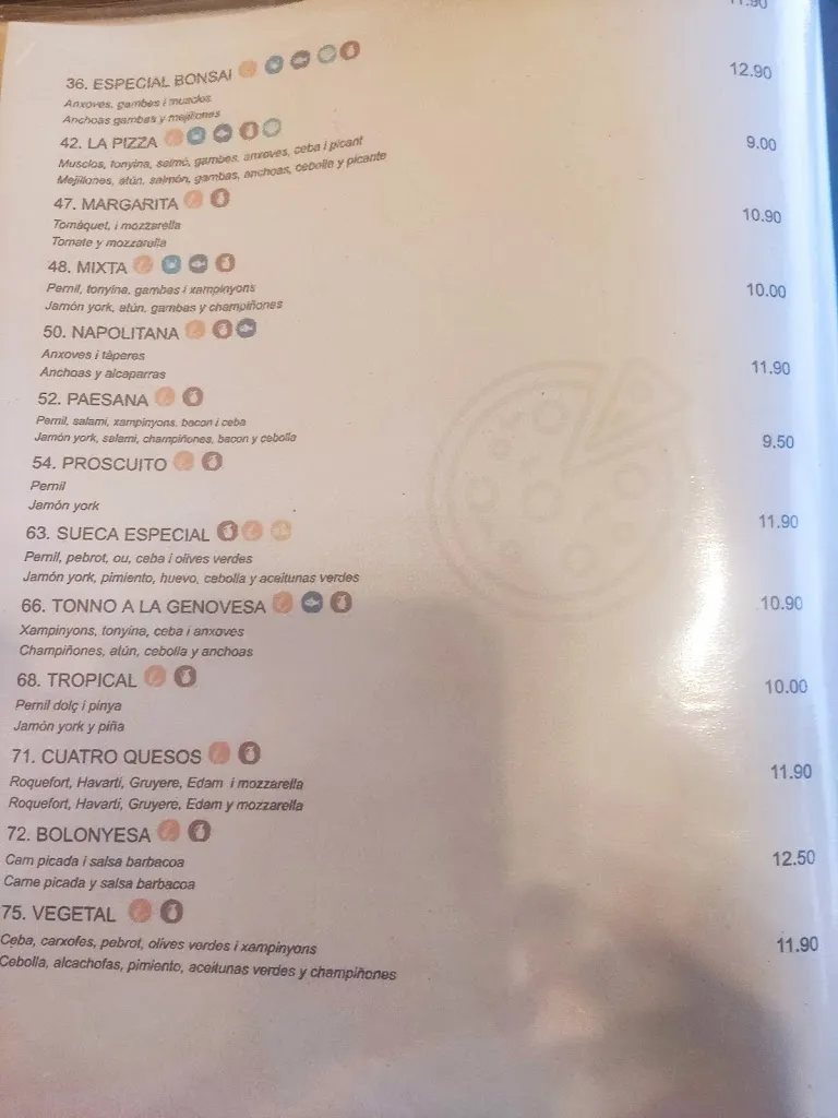 Menu_Restaurant Pizzeria Bonsai _Sant Carles de la Ràpita_immagine_3
