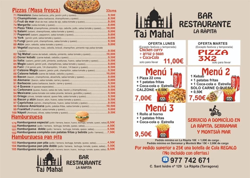 Menu_Taj Mahal Restaurant_Sant Carles de la Ràpita_immagine_2