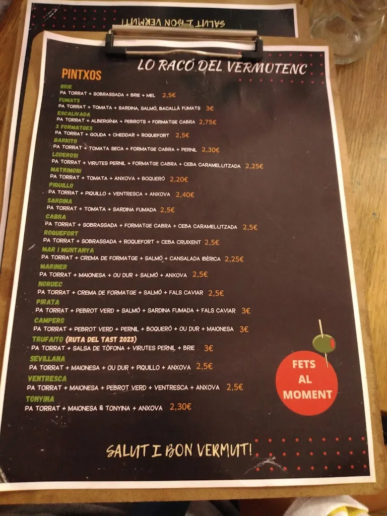Menu_Vermutería Lo Racó del Vermutenc_Sant Carles de la Ràpita_image_1