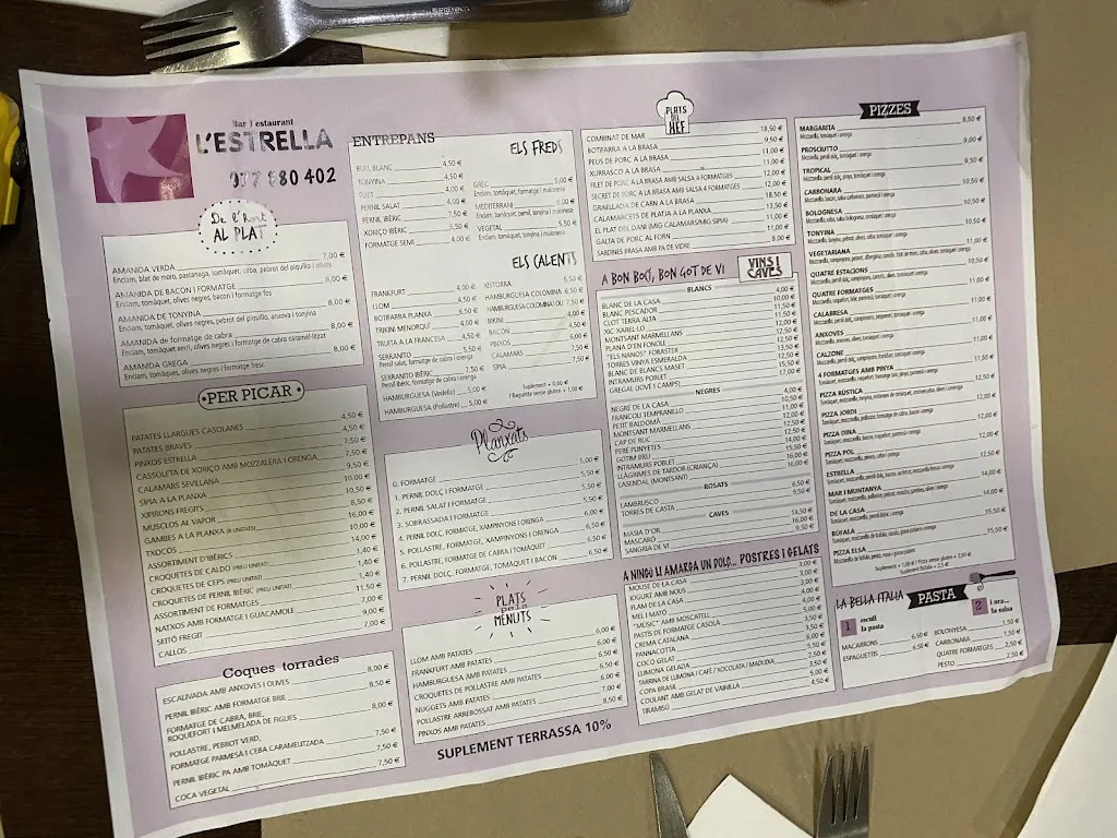 Menu_Cafè Bar L'Estrella_Santa Coloma de Queralt_image_1