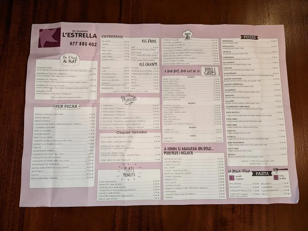 Menu_Cafè Bar L'Estrella_Santa Coloma de Queralt_image_2