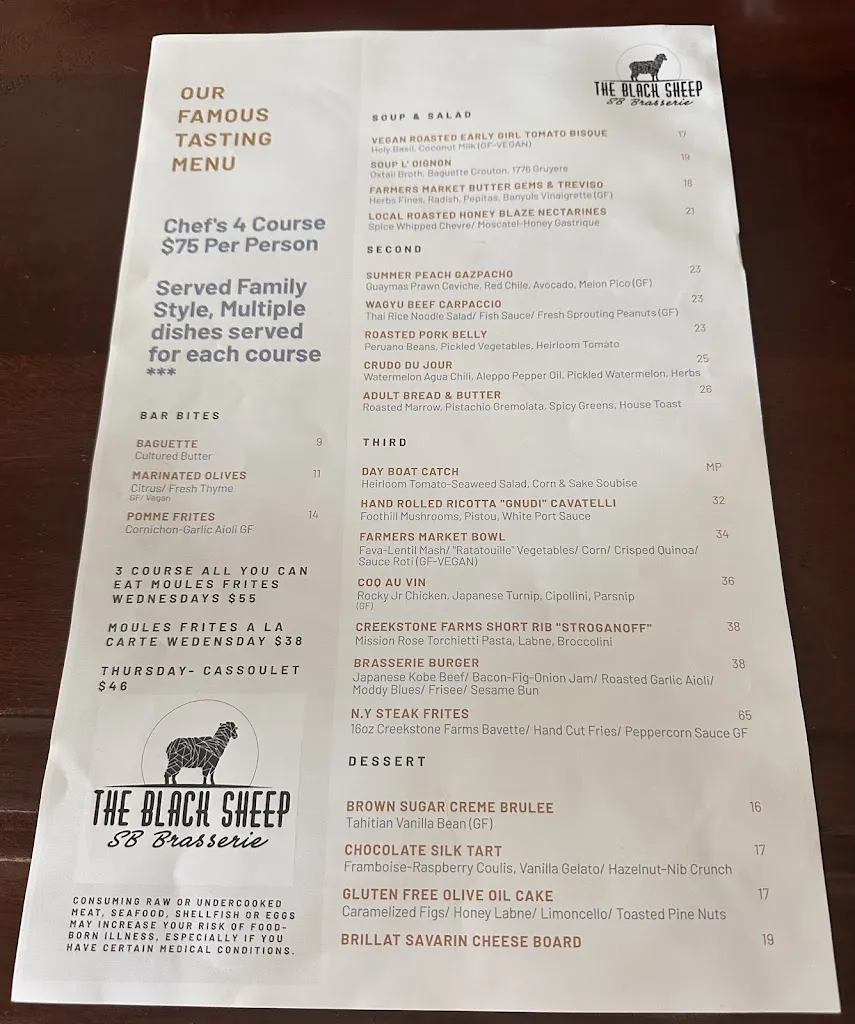 Menu_The Black Sheep Restaurant + Bar_Santa Bárbara_image_1