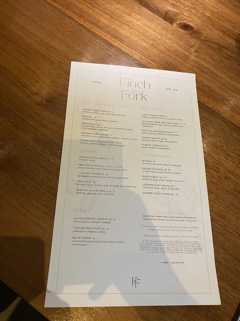 Menu_Finch & Fork_Santa Bárbara_image_3