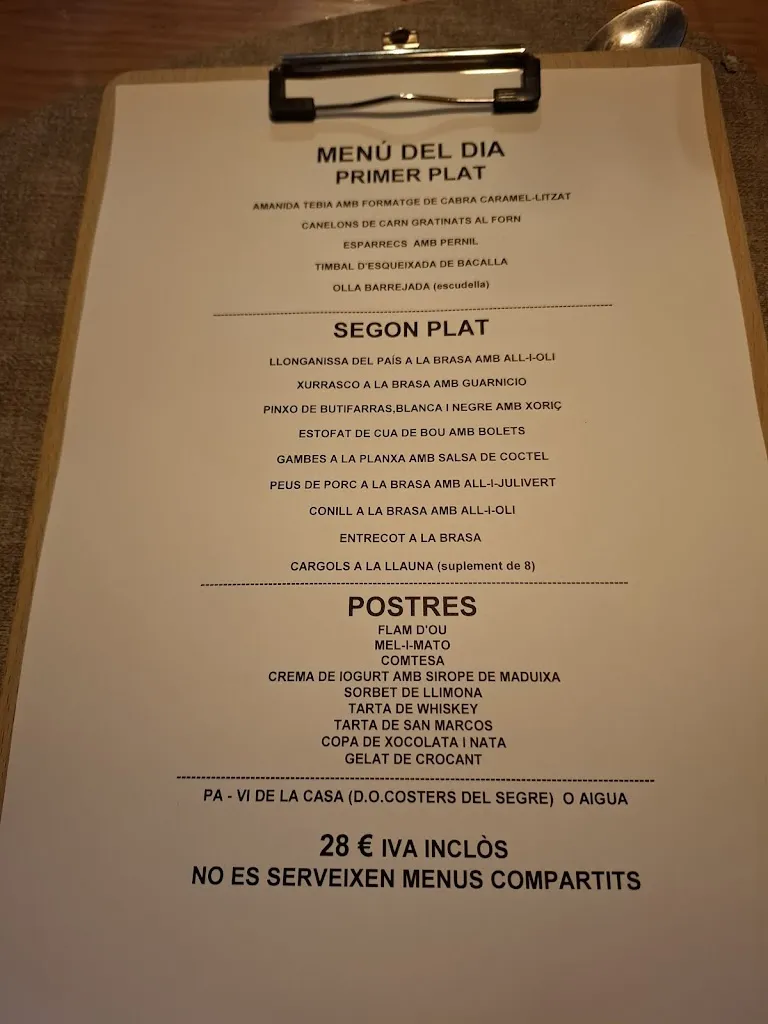 Menu_LA COVA DE ROCALLAURA_Savallà del Comtat_image_2