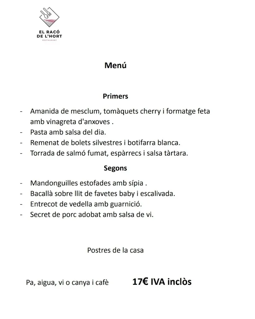 Menu_Restaurant El Racó de L'Hort_Selva del Camp_image_1