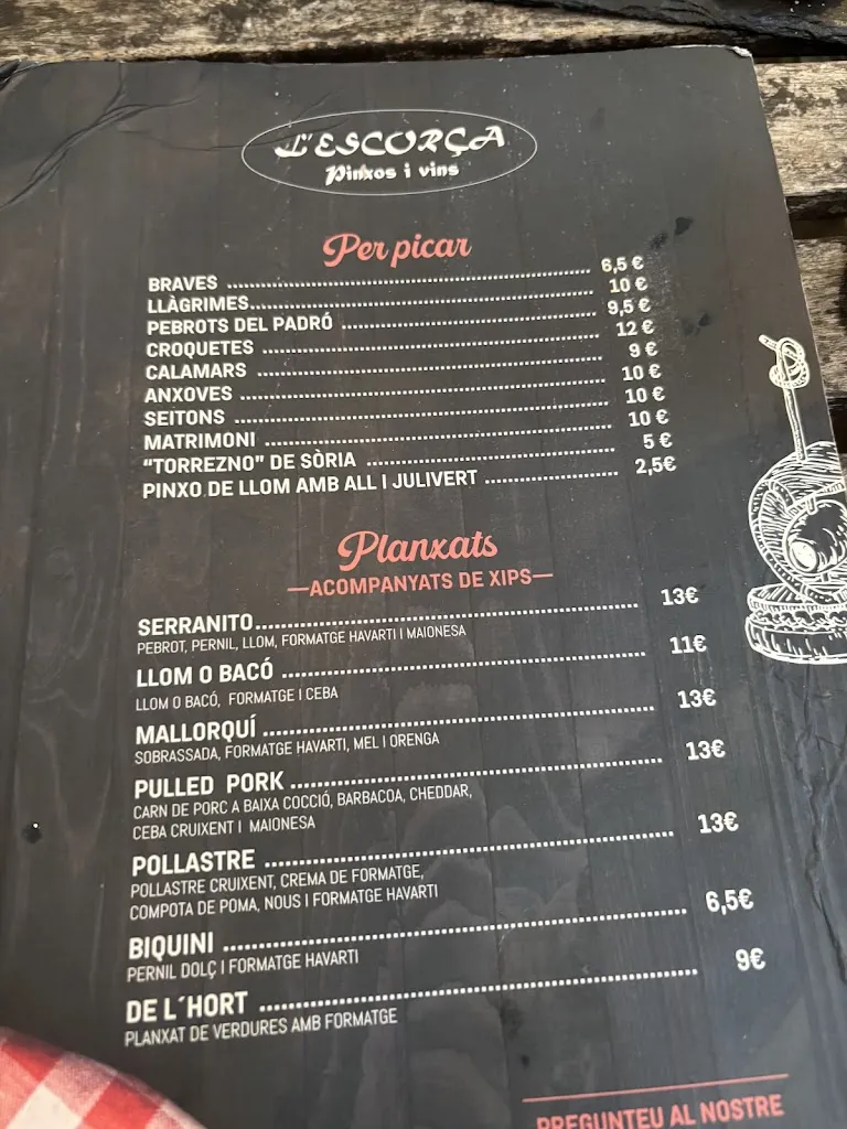 Menu_L'Escorça · Pinxos i Vins_Selva del Camp_immagine_2