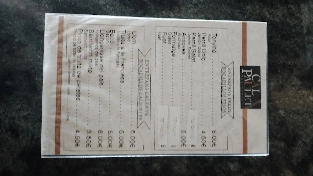 Menu_Restaurant Cal Paulet_Solivella_image_4