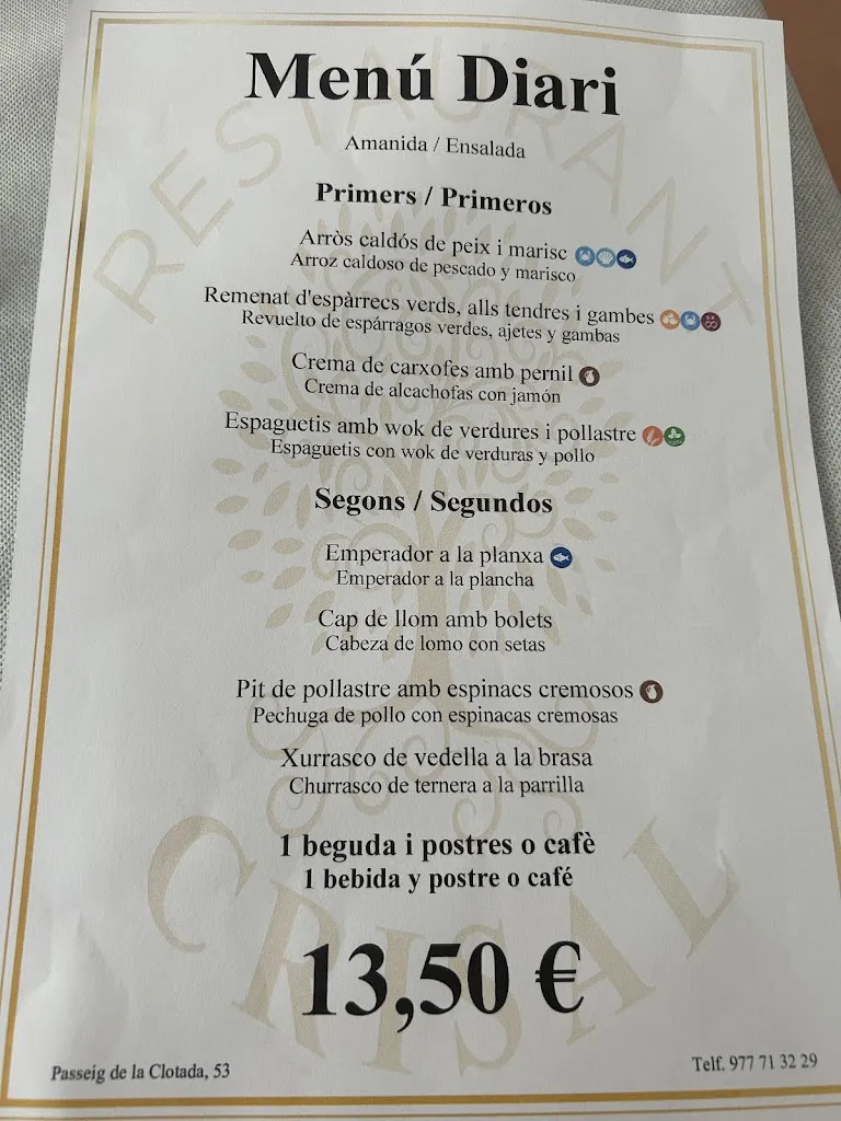 Menu_Crisal Restaurant_Sénia_image_1