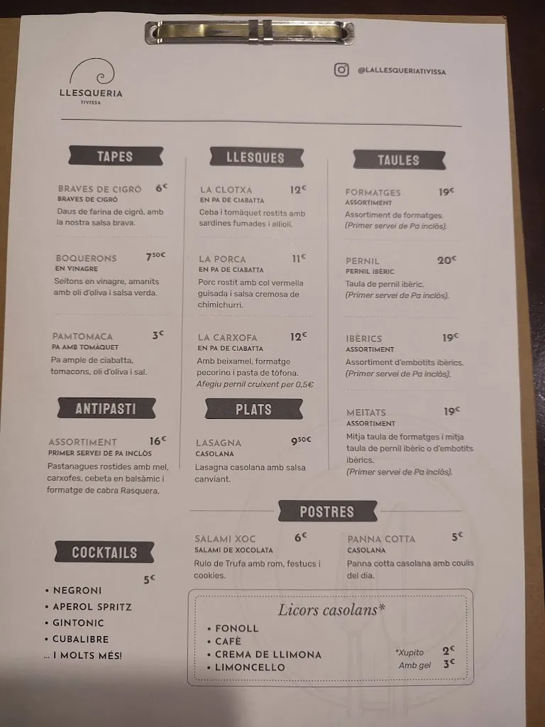 Menu_LA LLESQUERIA TIVISSA_Tivissa_immagine_2