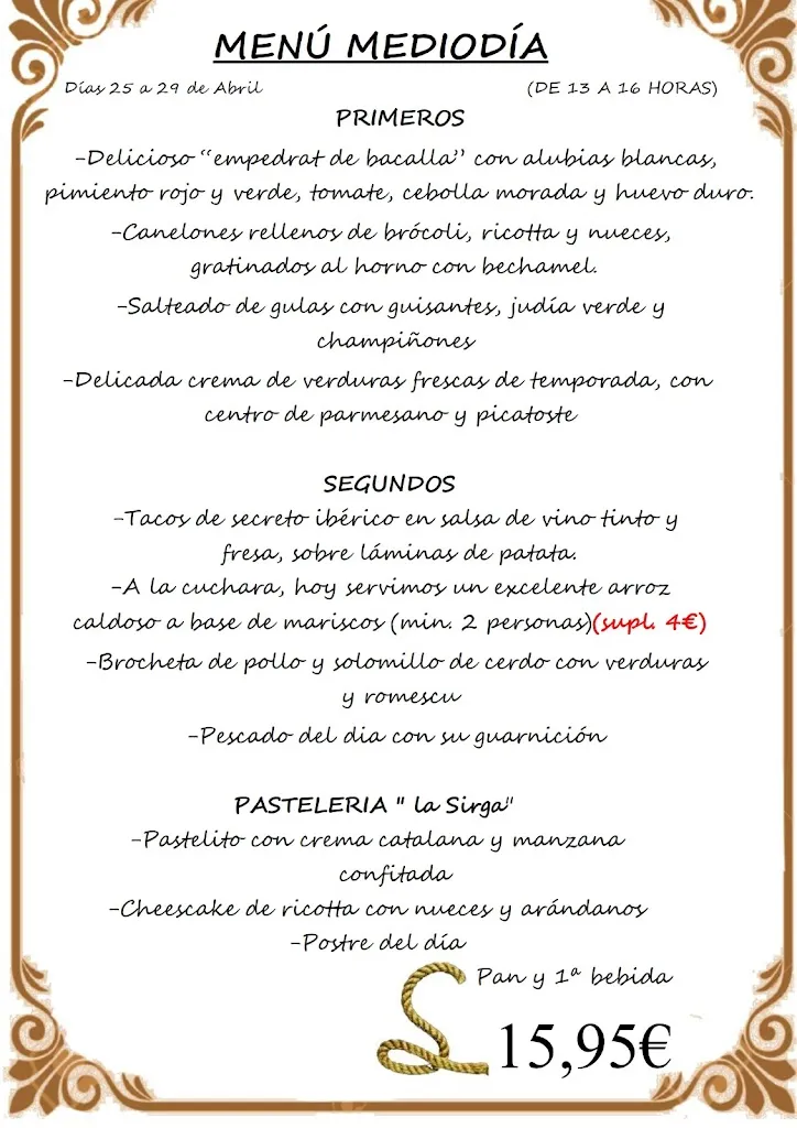 Menu_Sirga Restaurant_Torredembarra_image_1