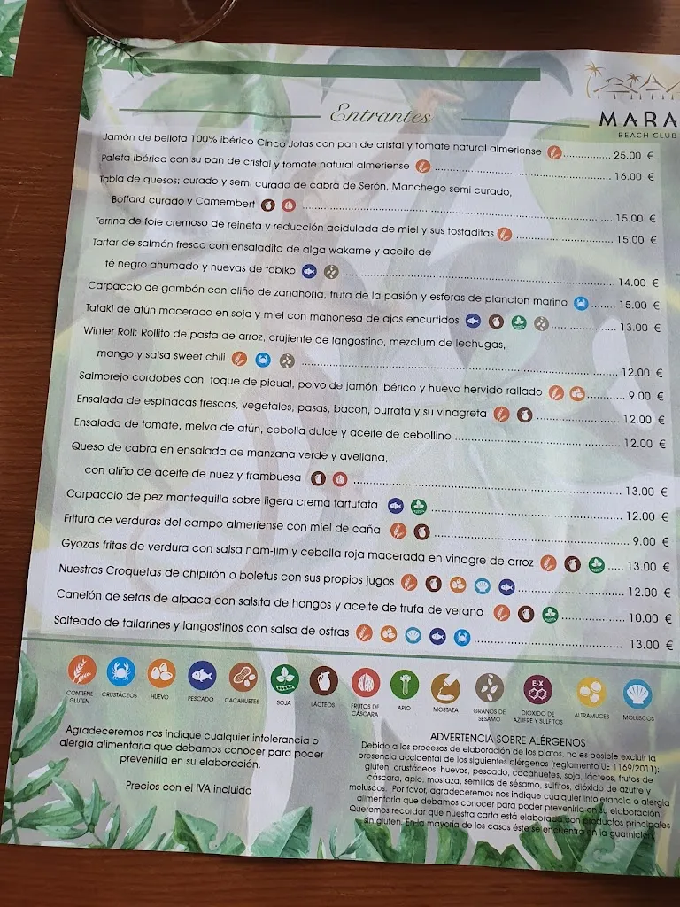 Menu_Maraú Beach Club_Garrucha_image_3