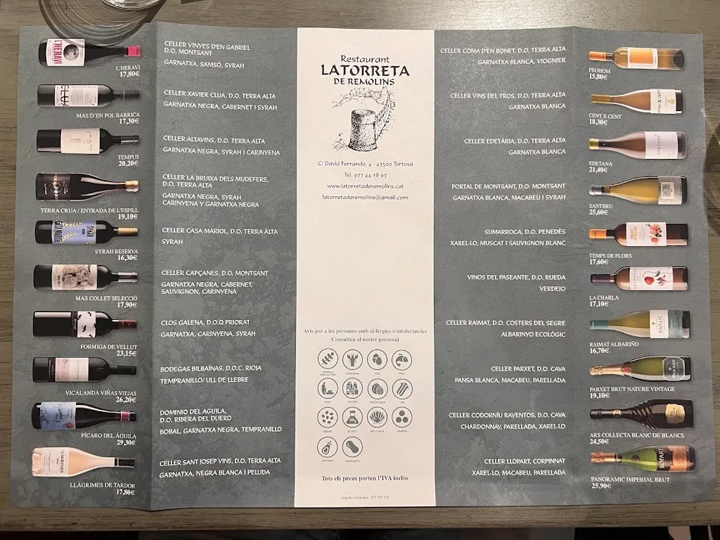 Menu_Restaurant la Torreta de Remolins_Tortosa_image_1