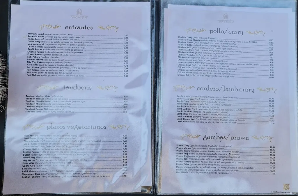 Menu_Namaste Restaurant Indi Tarragona_Tarragona_image_2