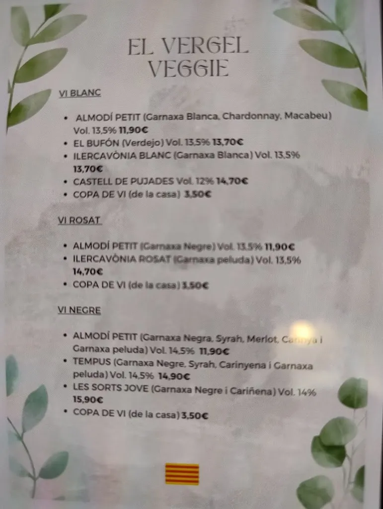 Menu_EL VERGEL VEGGIE RESTAURANT_Tarragona_image_1