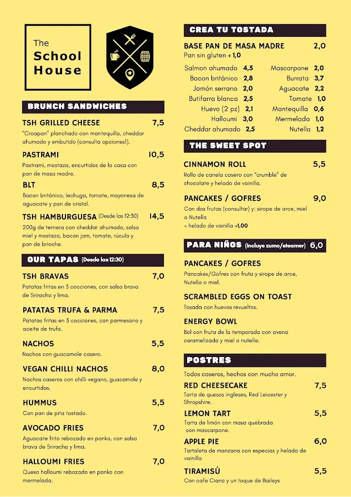 Menu_The School House Brunch & Gastropub_Tarragona_image_2