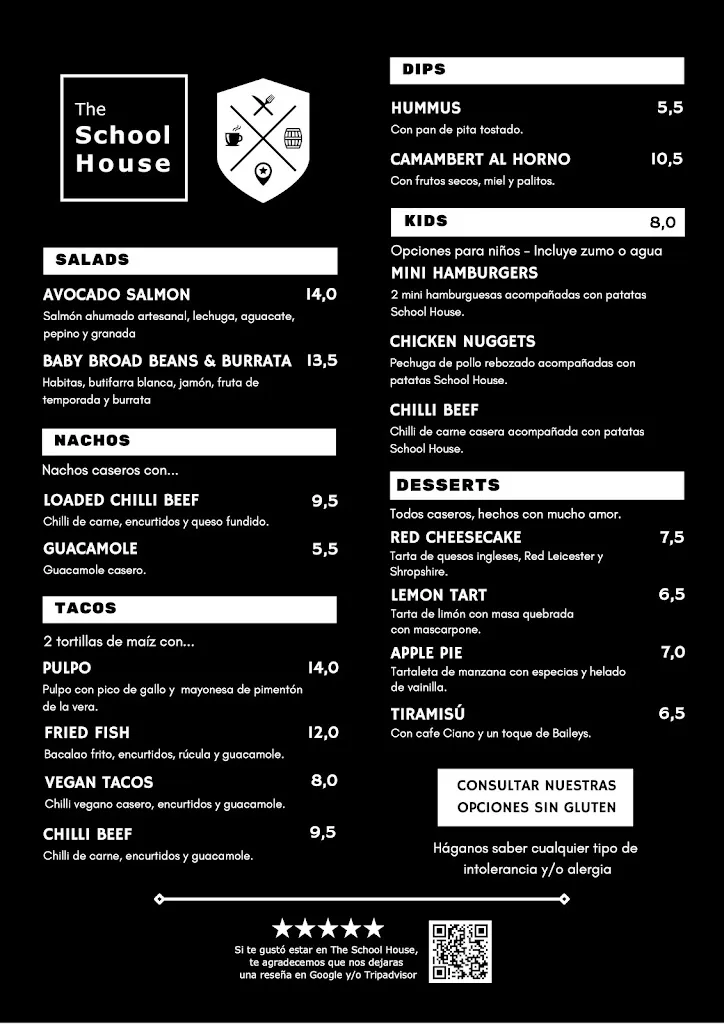 Menu_The School House Brunch & Gastropub_Tarragona_image_4
