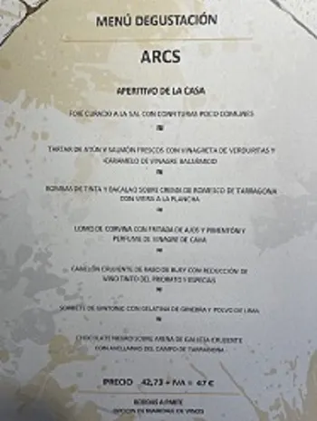 Menu_Arcs Restaurant_Tarragona_image_1
