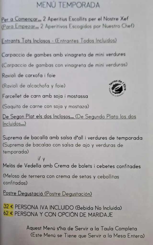 Menu_El Caçador Restaurant_Ulldecona_image_1