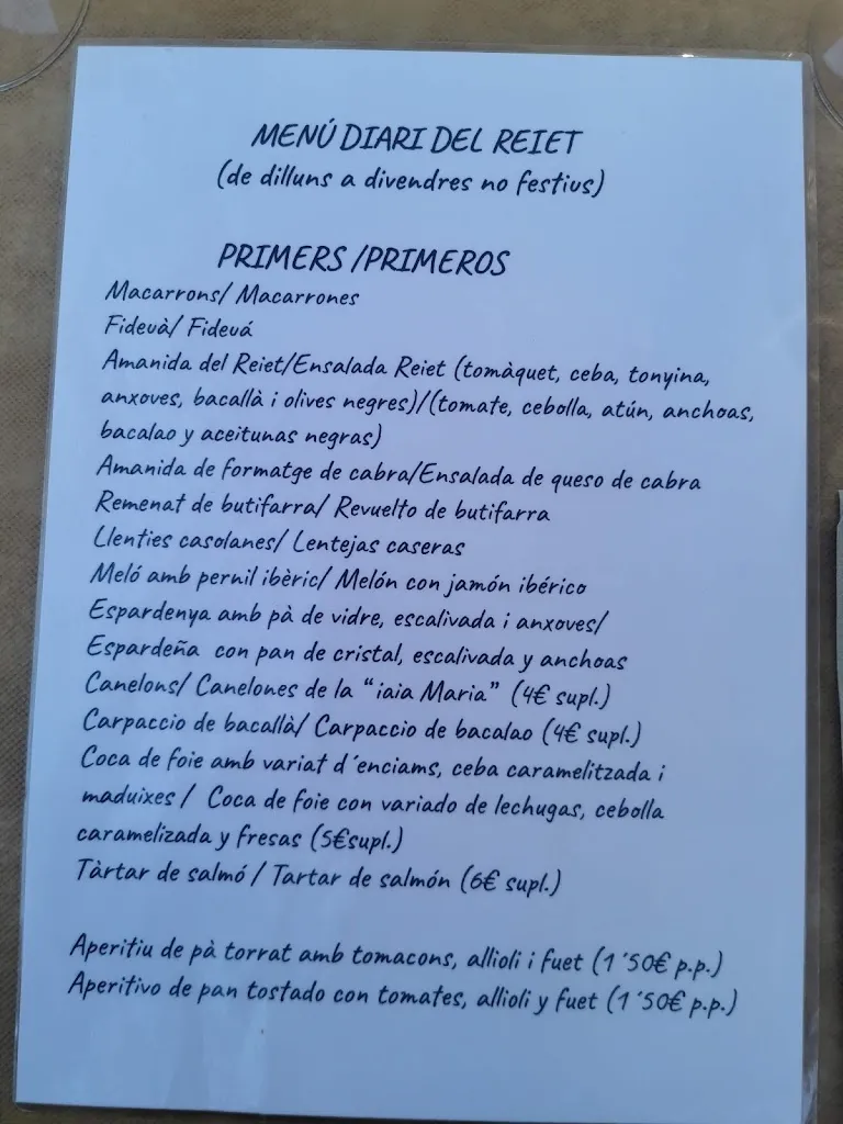 Menu_Bar Restaurant El Reiet del Camp_Vilanova dEscornalbou_image_2