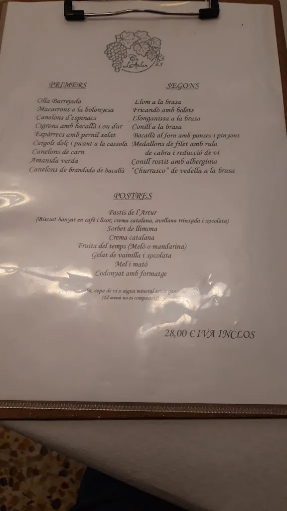 Menu_Restaurant Ca L'Artur_Vilella Alta La_image_1