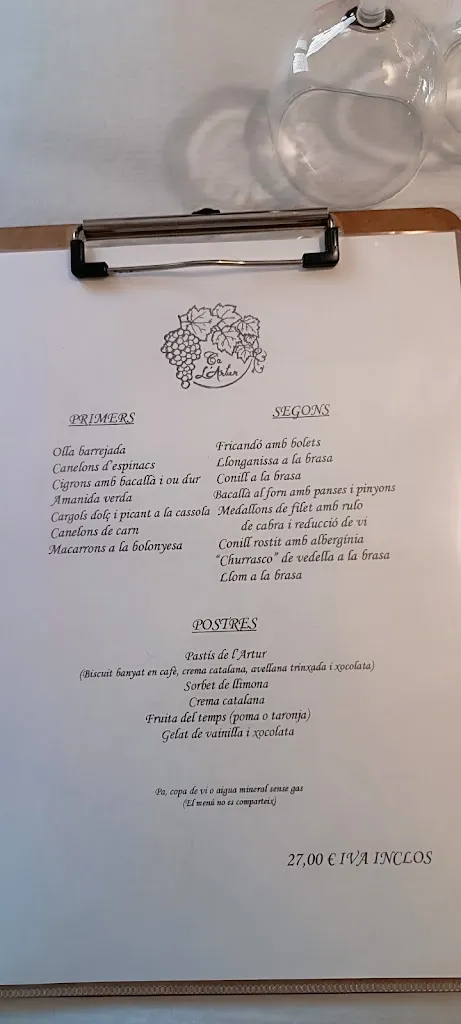 Menu_Restaurant Ca L'Artur_Vilella Alta La_image_3