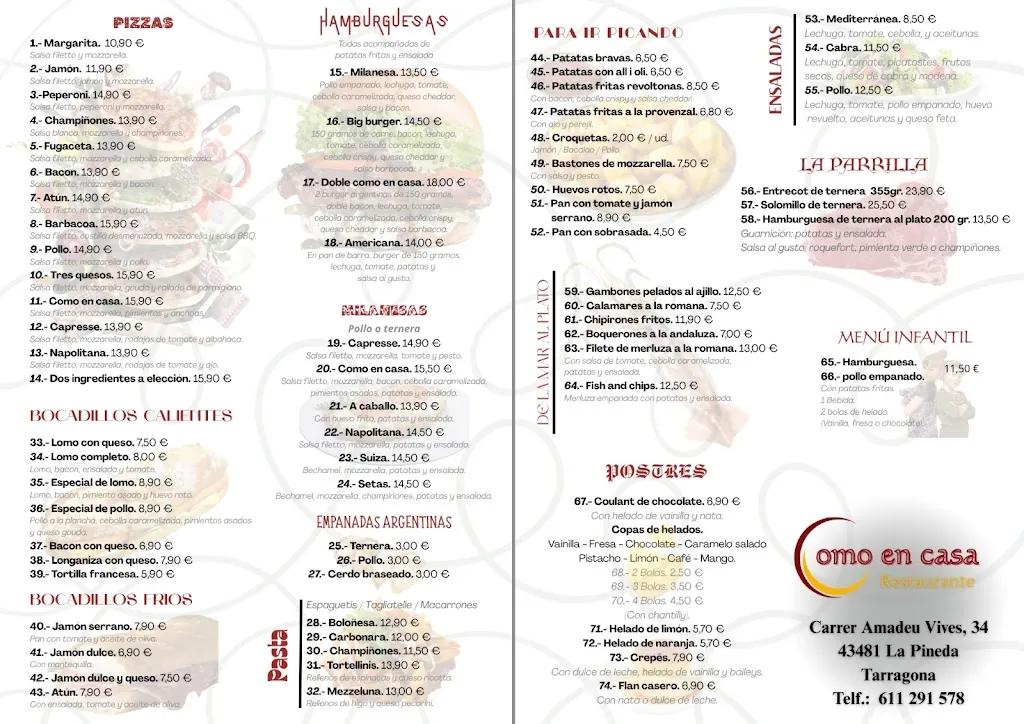 Menu_como en casa LA PINEDA VILASECA_Vila-seca_image_1