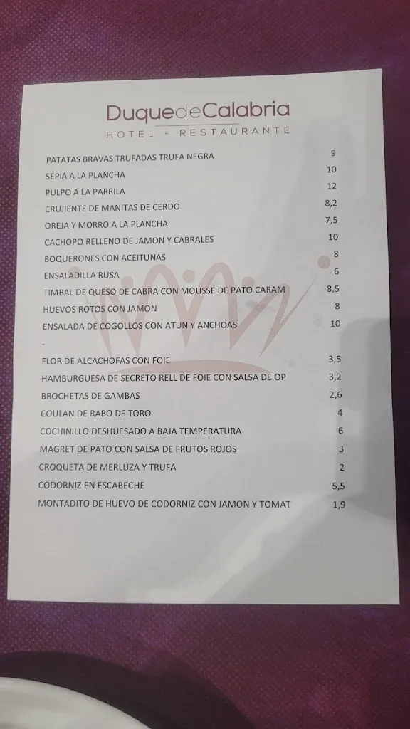 Menu_Duque De Calabria Restaurante_Manzanera_image_1