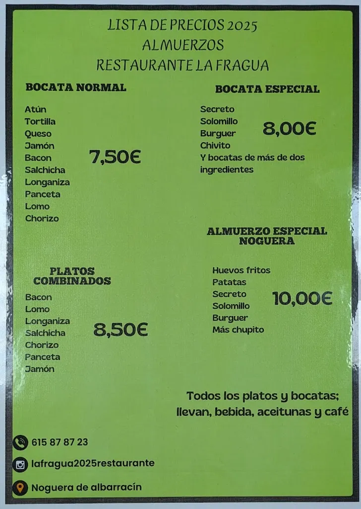 Menü_Bar restaurante y comercio La Fragua MSR_Noguera de Albarracín_Bild_1