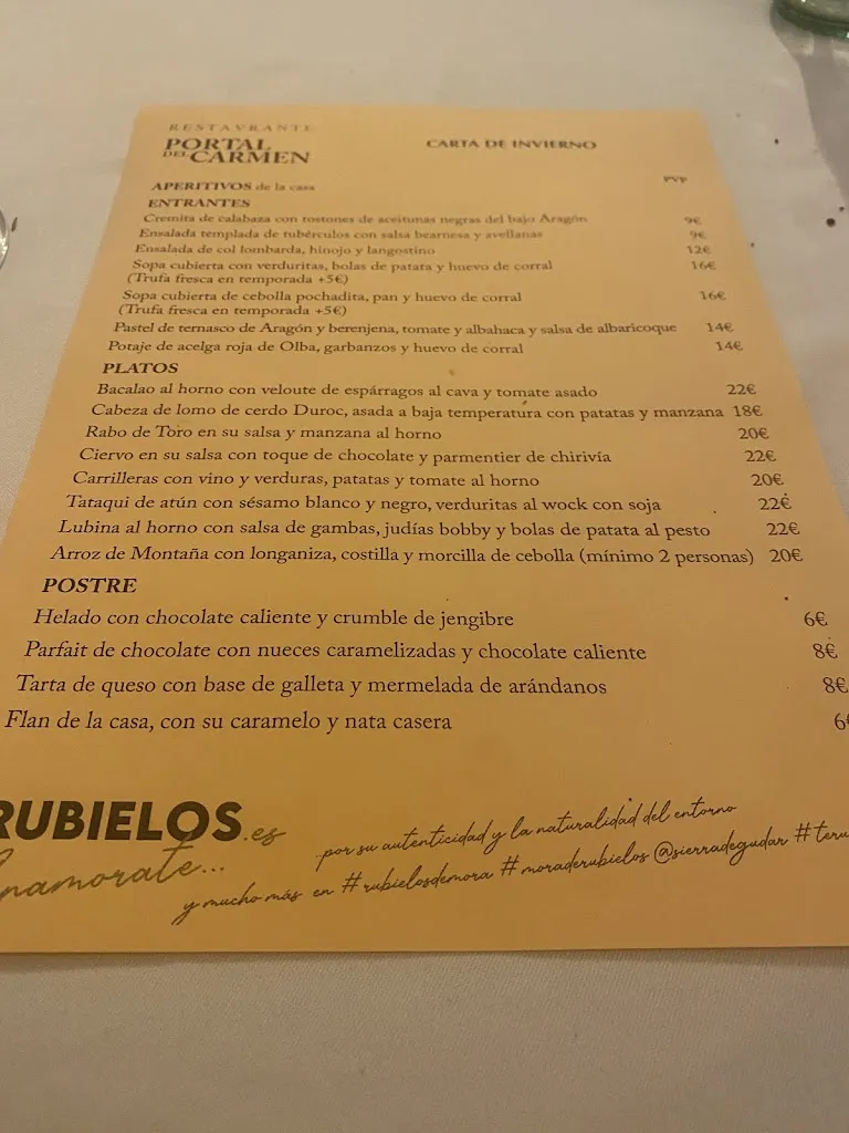 Menu_Restaurante Portal Del Carmen_Mora de Rubielos_image_3