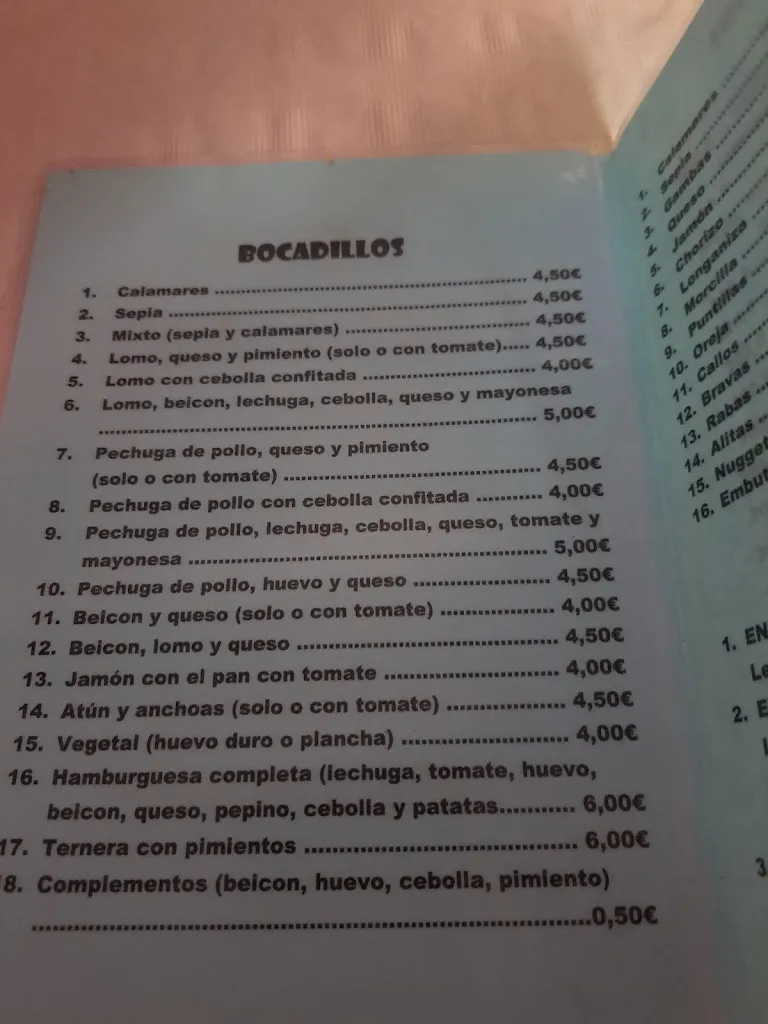 Menu_Bar El Brillante_Puebla de Híjar La_image_2