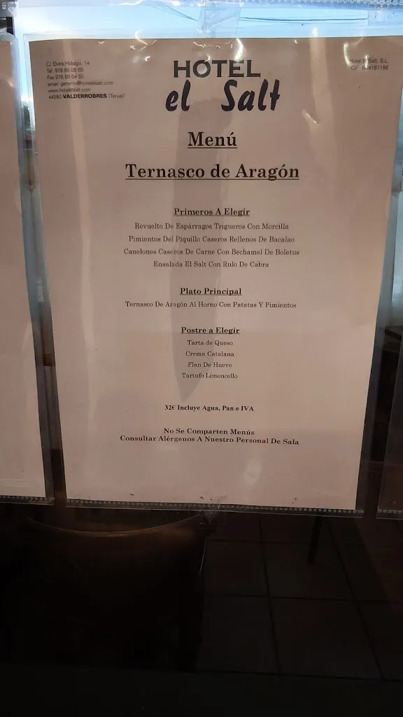 Menu_Hotel Restaurante El Salt_Santa Cruz de Nogueras_image_1