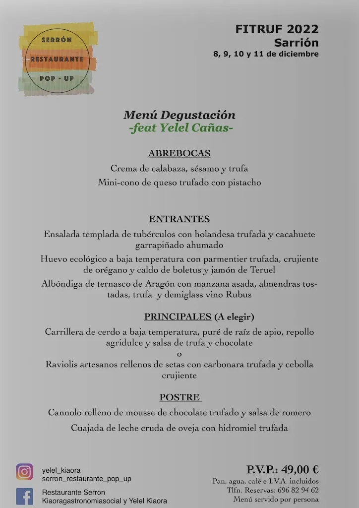 Menu_Serrón Restaurante Pop-Up_Sarrión_image_1