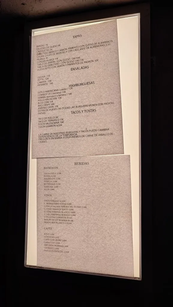 Menu_La Cueva de los Dos_Torres de Albarracín_image_3